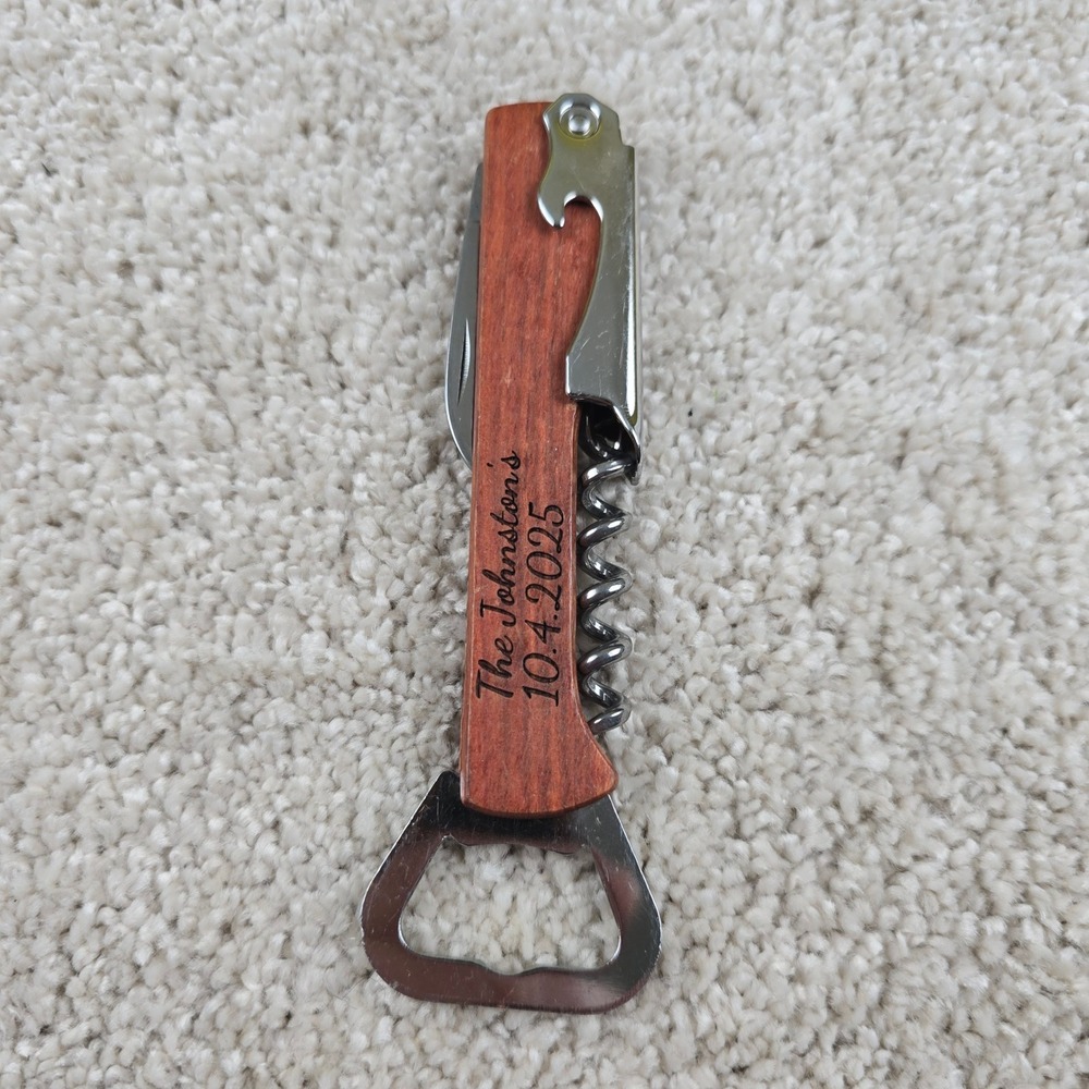 Wedding‎ Wine Opener Brown Wood Stainless Steel Waiter Corkscrew Bottle Opener